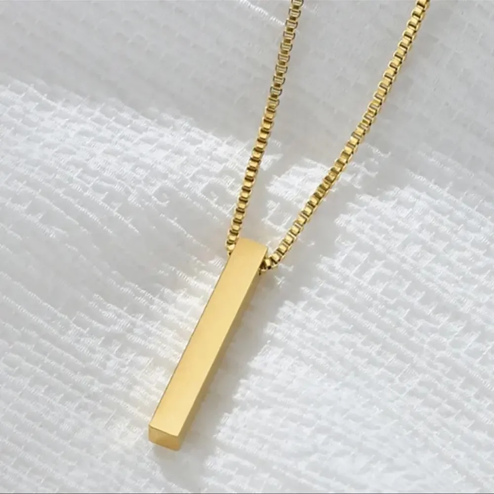 18K Gold Plated Vertical Bar Pendant Necklace